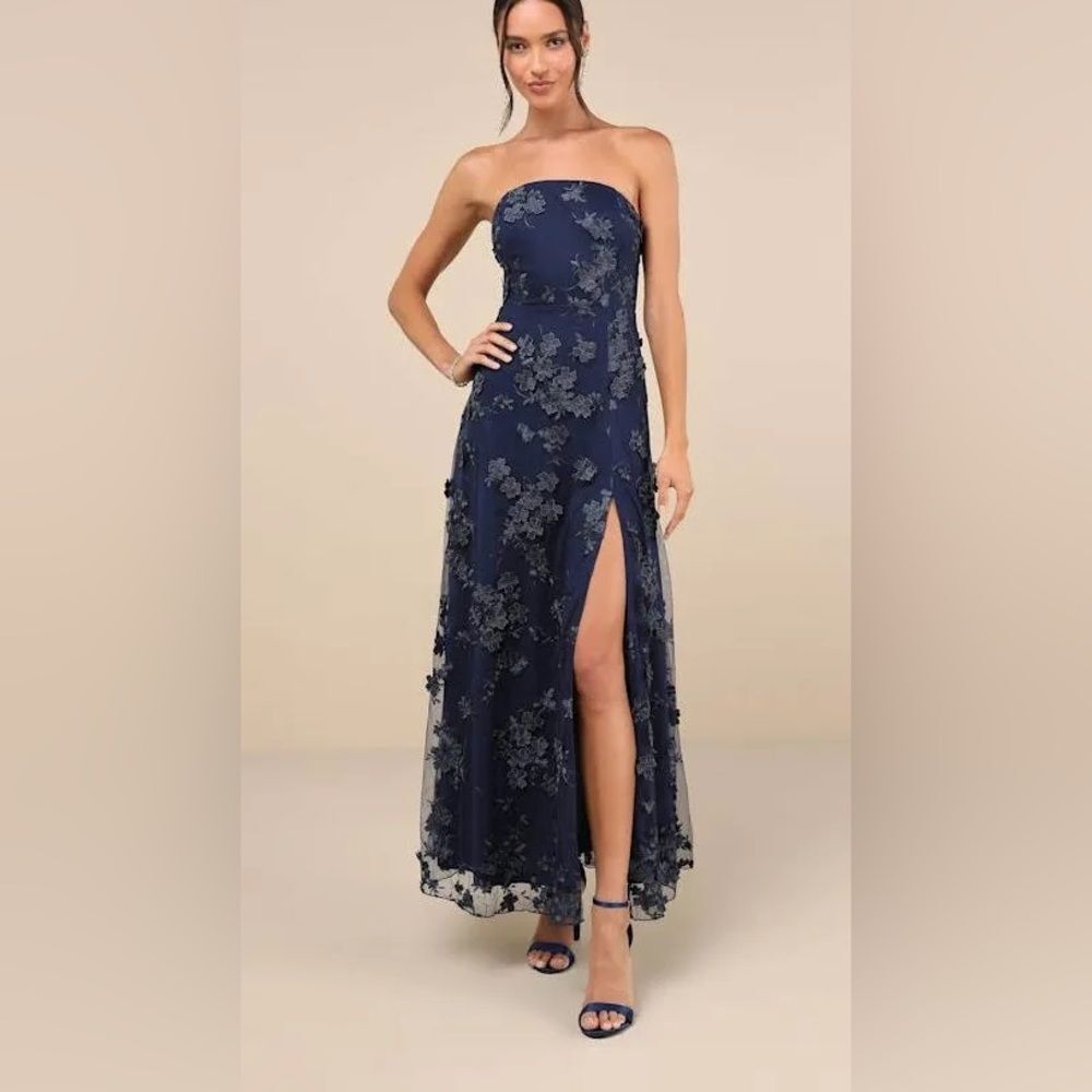 Lulu's Navy Blue Floral Maxi Dress